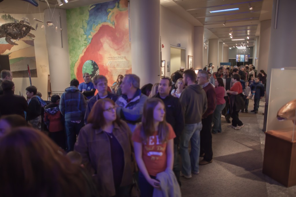 People lined up to see In Saturn's Rings.